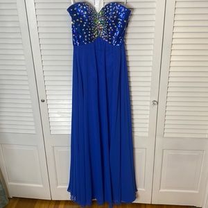 Sparkle | NWT Strapless Royal Blue Sequined Evening Dress | Size 10